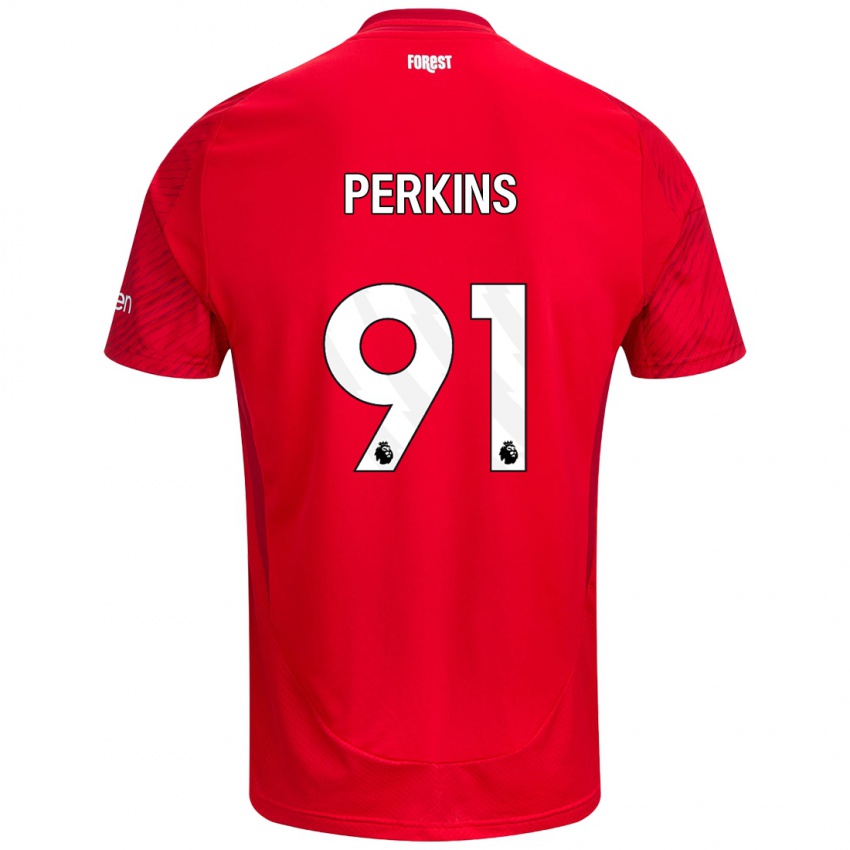 Niño Camiseta Jack Perkins #91 Rojo Blanco 1ª Equipación 2024/25 La Camisa México