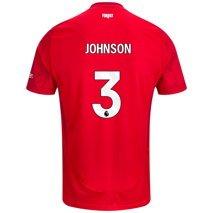 Niño Camiseta Nat Johnson #3 Rojo Blanco 1ª Equipación 2024/25 La Camisa México