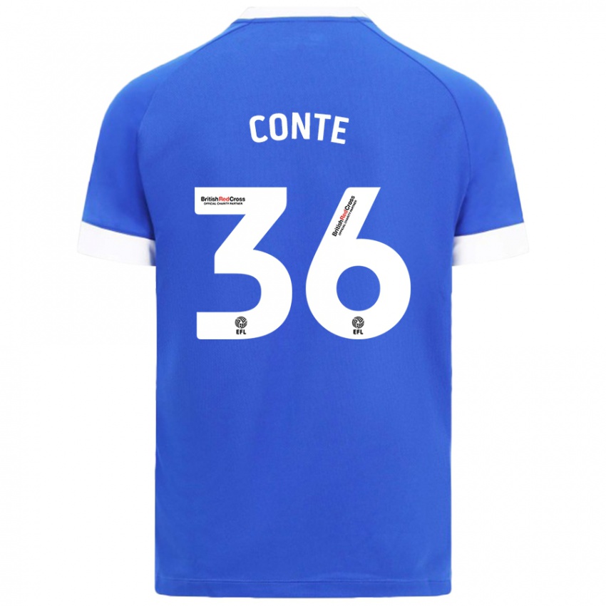 Niño Camiseta Raheem Conte #36 Azul Cielo 1ª Equipación 2024/25 La Camisa México