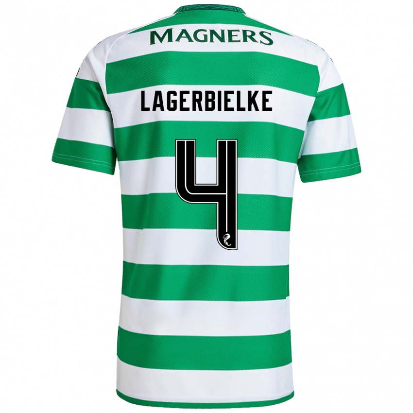 Niño Camiseta Gustaf Lagerbielke #4 Verde Blanco 1ª Equipación 2024/25 La Camisa México