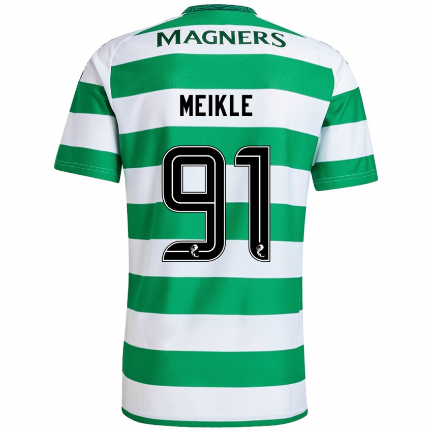 Niño Camiseta Jamie Meikle #91 Verde Blanco 1ª Equipación 2024/25 La Camisa México