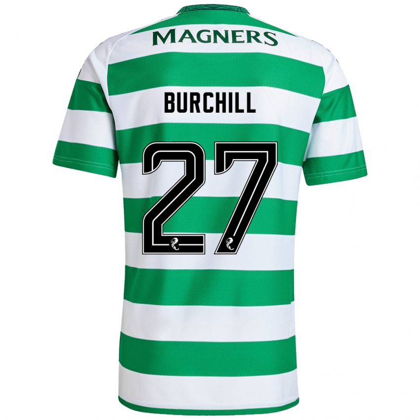 Niño Camiseta Tiree Burchill #27 Verde Blanco 1ª Equipación 2024/25 La Camisa México