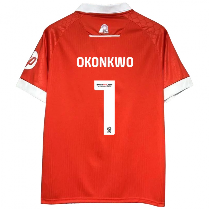 Niño Camiseta Arthur Okonkwo #1 Rojo Blanco 1ª Equipación 2024/25 La Camisa México