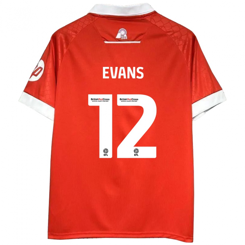 Niño Camiseta George Evans #12 Rojo Blanco 1ª Equipación 2024/25 La Camisa México