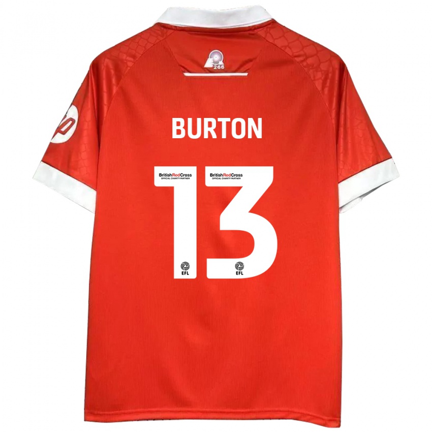 Niño Camiseta Callum Burton #13 Rojo Blanco 1ª Equipación 2024/25 La Camisa México