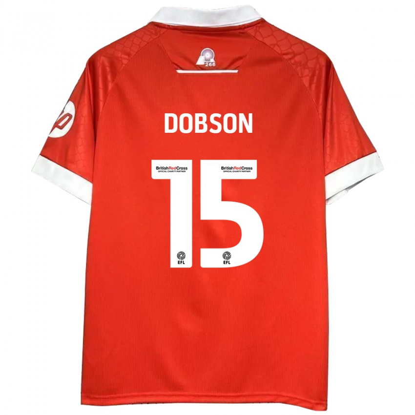 Niño Camiseta George Dobson #15 Rojo Blanco 1ª Equipación 2024/25 La Camisa México