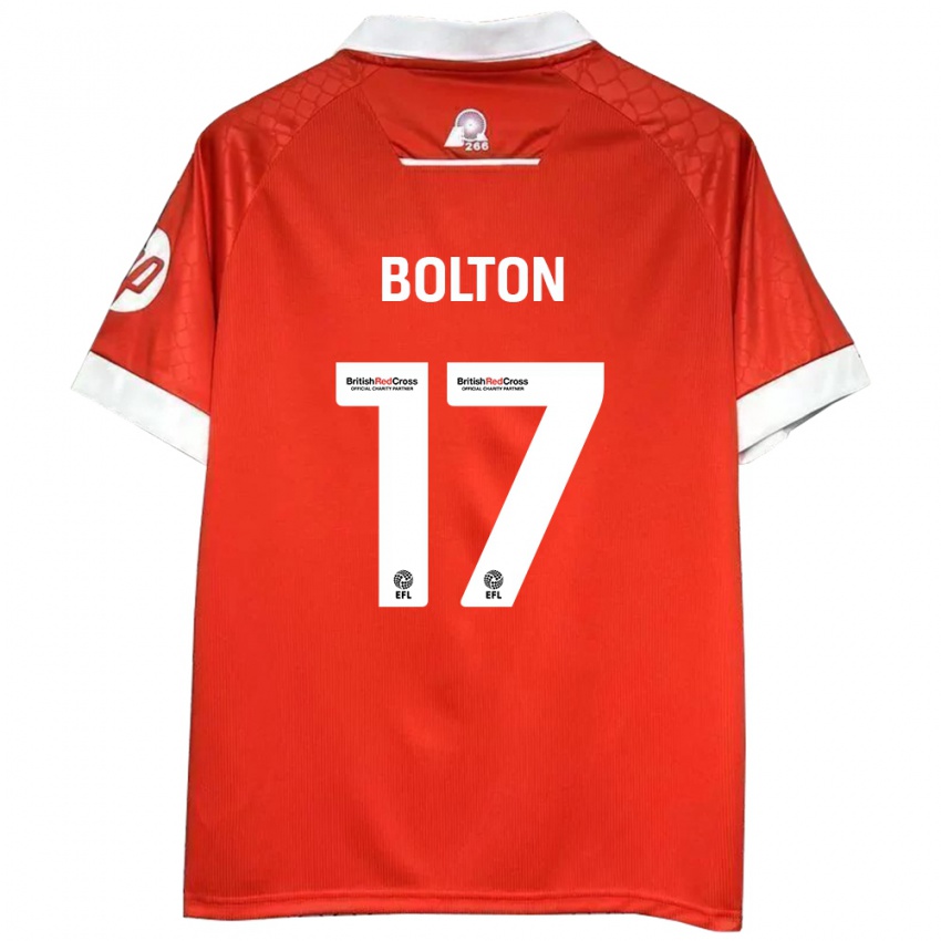 Niño Camiseta Luke Bolton #17 Rojo Blanco 1ª Equipación 2024/25 La Camisa México