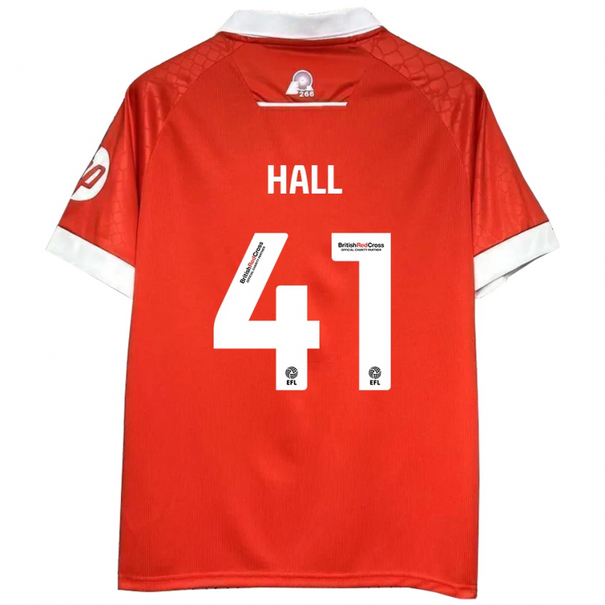 Niño Camiseta Liam Hall #41 Rojo Blanco 1ª Equipación 2024/25 La Camisa México