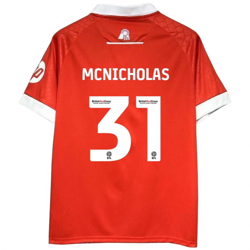 Niño Camiseta Luke Mcnicholas #31 Rojo Blanco 1ª Equipación 2024/25 La Camisa México