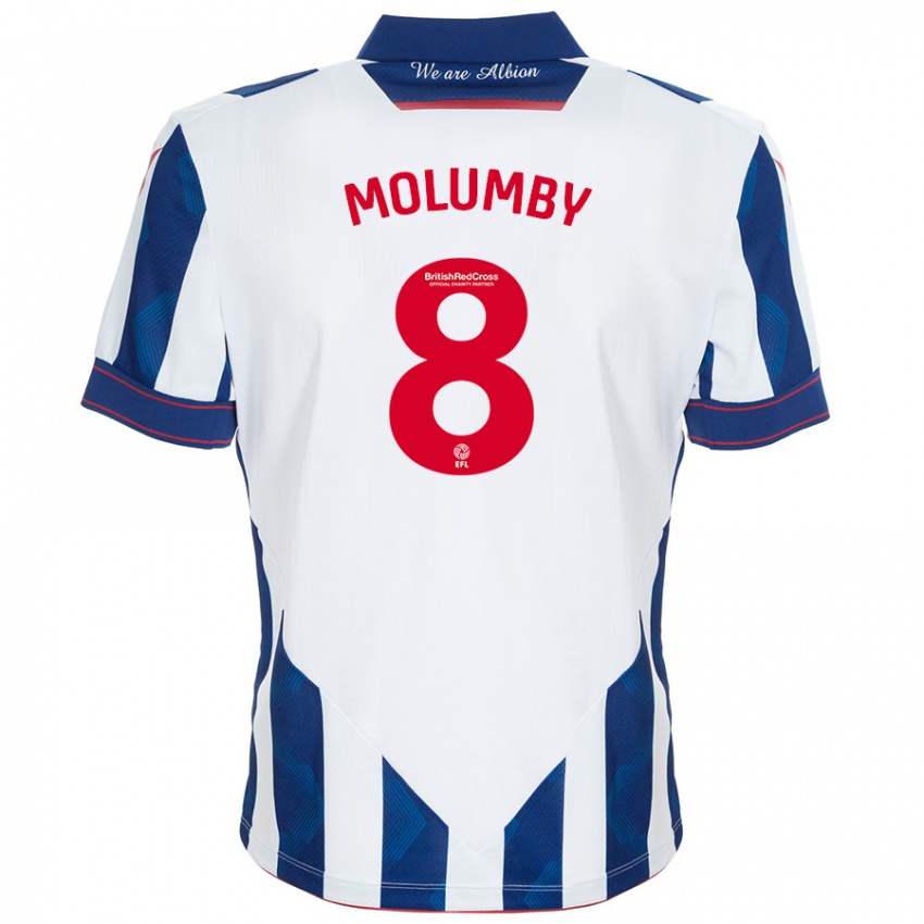 Niño Camiseta Jayson Molumby #8 Blanco Azul Oscuro 1ª Equipación 2024/25 La Camisa México