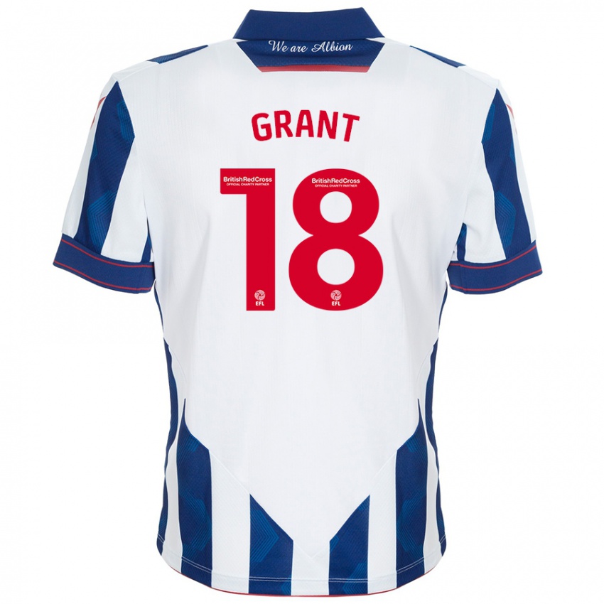 Niño Camiseta Karlan Grant #18 Blanco Azul Oscuro 1ª Equipación 2024/25 La Camisa México