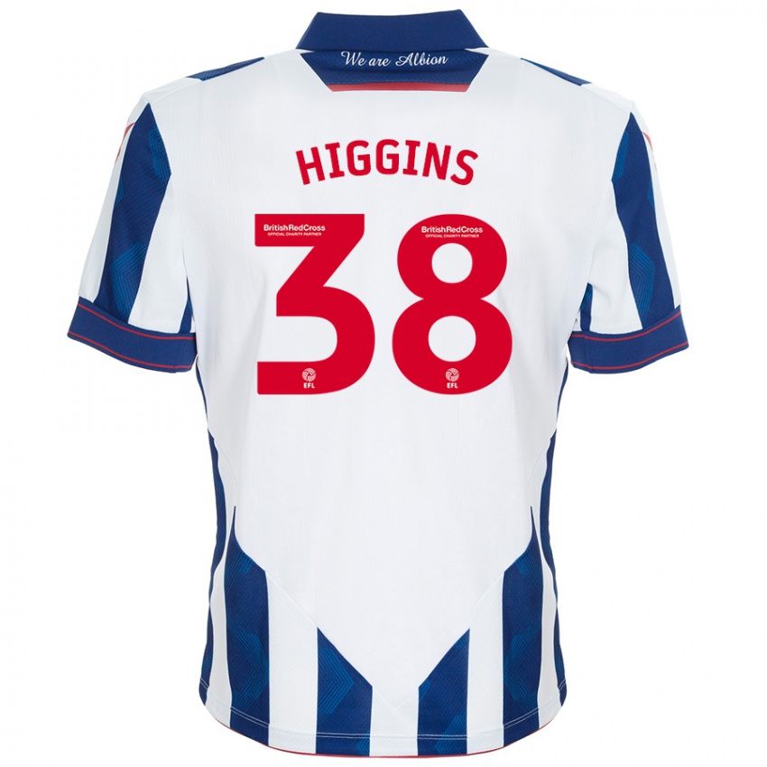 Niño Camiseta Akeel Higgins #38 Blanco Azul Oscuro 1ª Equipación 2024/25 La Camisa México