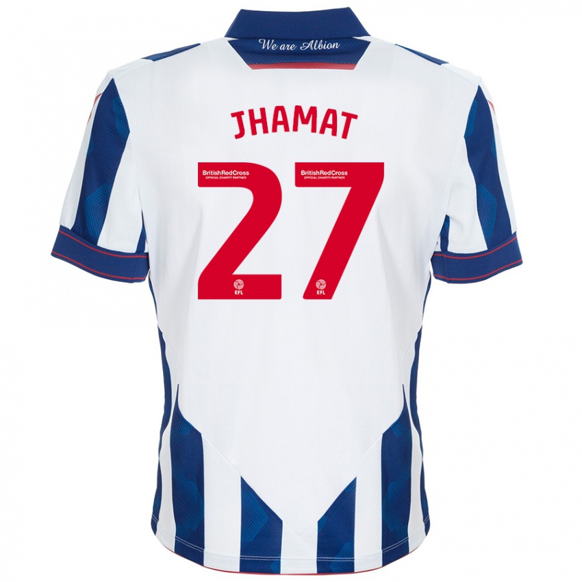 Niño Camiseta Simran Jhamat #27 Blanco Azul Oscuro 1ª Equipación 2024/25 La Camisa México