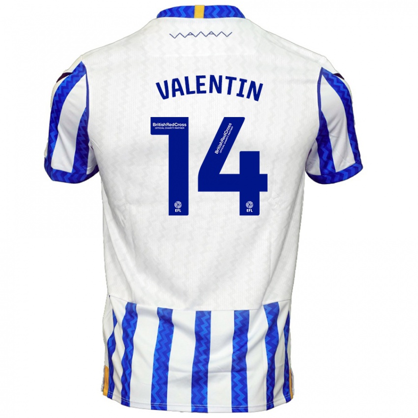 Niño Camiseta Pol Valentín #14 Azul Blanco 1ª Equipación 2024/25 La Camisa México