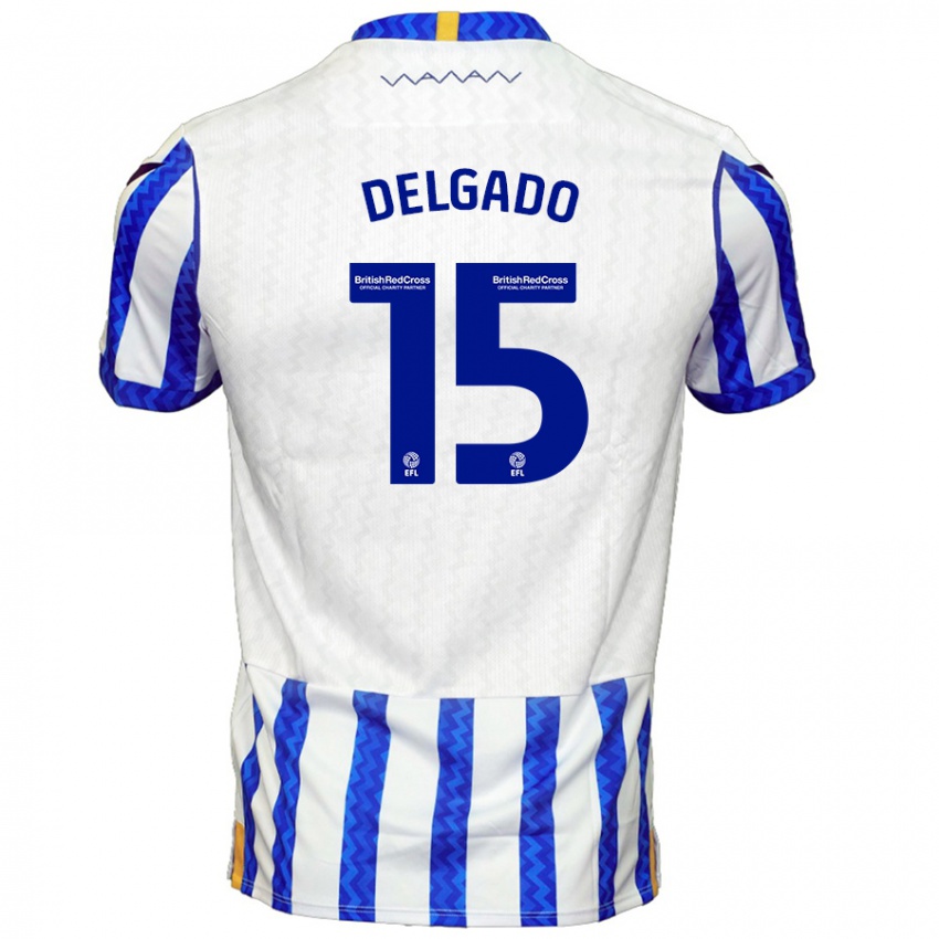 Niño Camiseta Juan Delgado #15 Azul Blanco 1ª Equipación 2024/25 La Camisa México