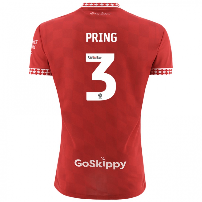 Niño Camiseta Cameron Pring #3 Rojo 1ª Equipación 2024/25 La Camisa México