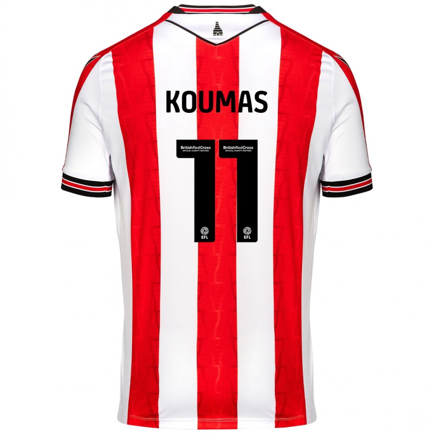 Niño Camiseta Lewis Koumas #11 Rojo Blanco 1ª Equipación 2024/25 La Camisa México