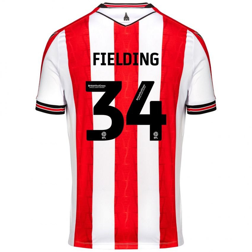 Niño Camiseta Frank Fielding #34 Rojo Blanco 1ª Equipación 2024/25 La Camisa México