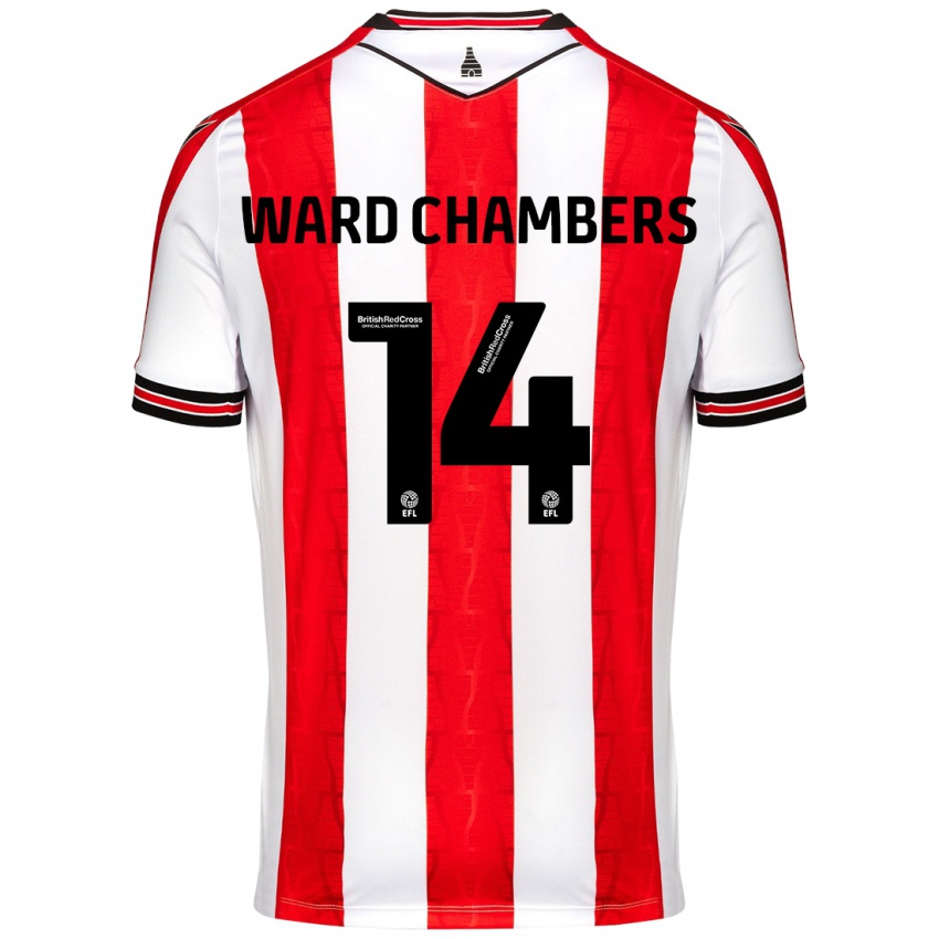 Niño Camiseta Courtnay Ward-Chambers #14 Rojo Blanco 1ª Equipación 2024/25 La Camisa México