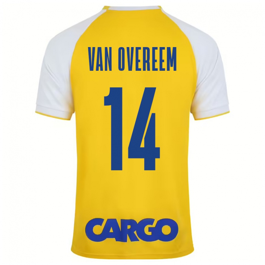 Niño Camiseta Joris Van Overeem #14 Amarillo Blanco 1ª Equipación 2024/25 La Camisa México