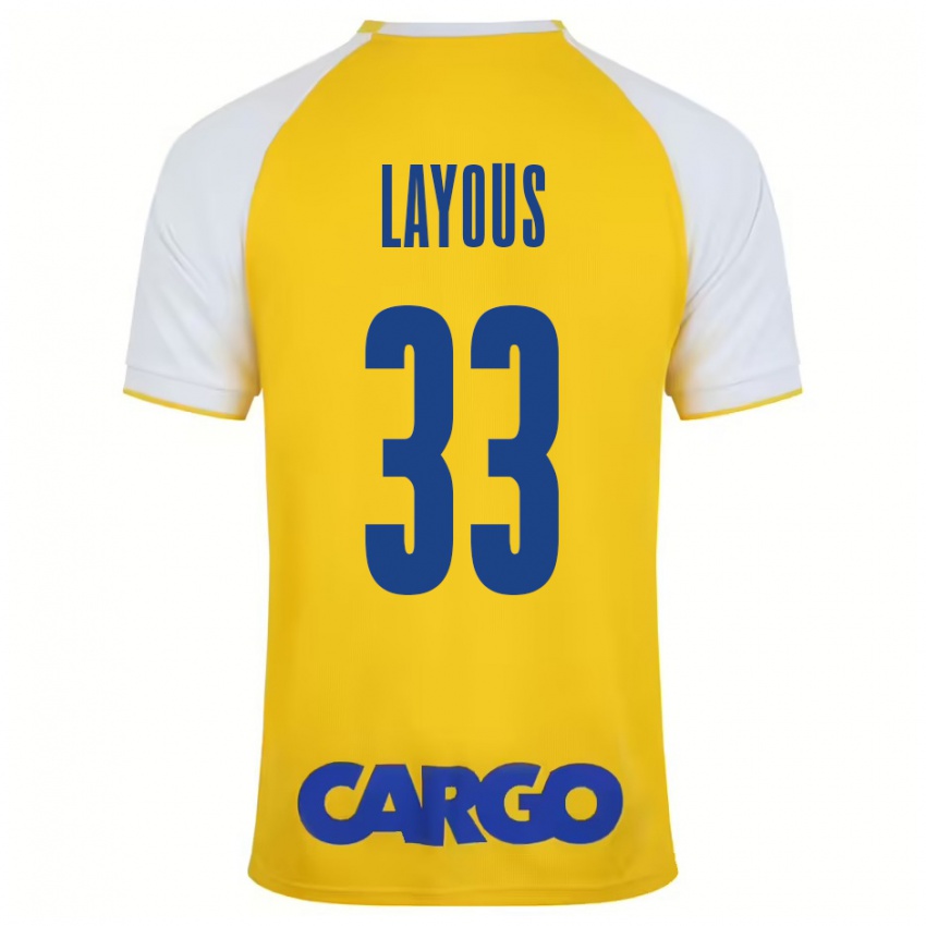 Niño Camiseta Hisham Layous #33 Amarillo Blanco 1ª Equipación 2024/25 La Camisa México