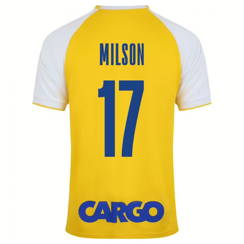 Niño Camiseta Milson #17 Amarillo Blanco 1ª Equipación 2024/25 La Camisa México