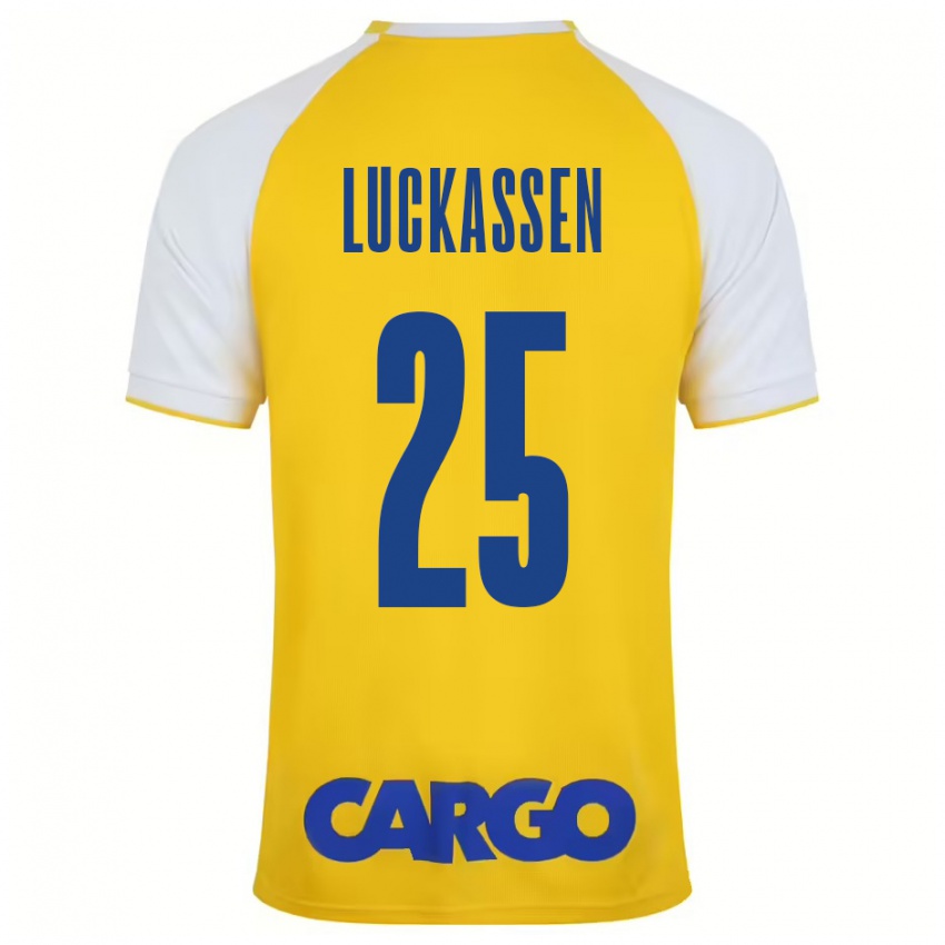 Niño Camiseta Derrick Luckassen #25 Amarillo Blanco 1ª Equipación 2024/25 La Camisa México