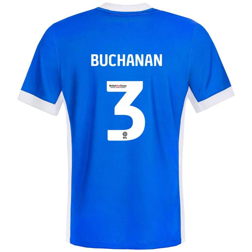 Niño Camiseta Lee Buchanan #3 Azul Blanco 1ª Equipación 2024/25 La Camisa México