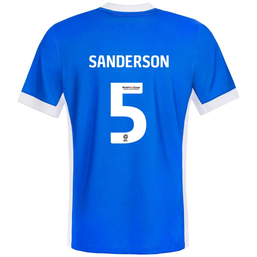 Niño Camiseta Dion Sanderson #5 Azul Blanco 1ª Equipación 2024/25 La Camisa México