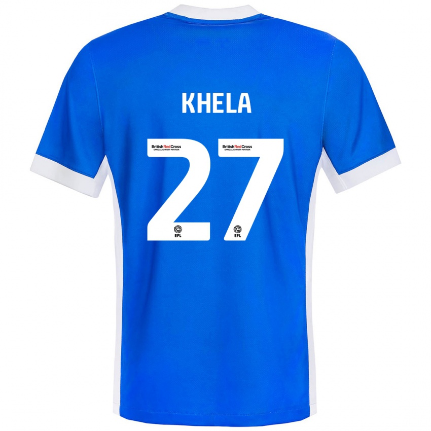 Niño Camiseta Brandon Khela #27 Azul Blanco 1ª Equipación 2024/25 La Camisa México