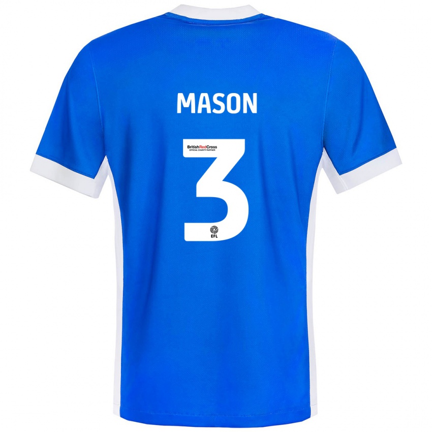 Niño Camiseta Ellie Mason #3 Azul Blanco 1ª Equipación 2024/25 La Camisa México