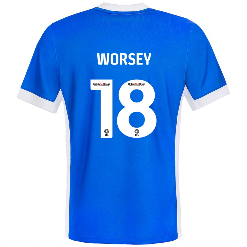 Niño Camiseta Louanne Worsey #18 Azul Blanco 1ª Equipación 2024/25 La Camisa México