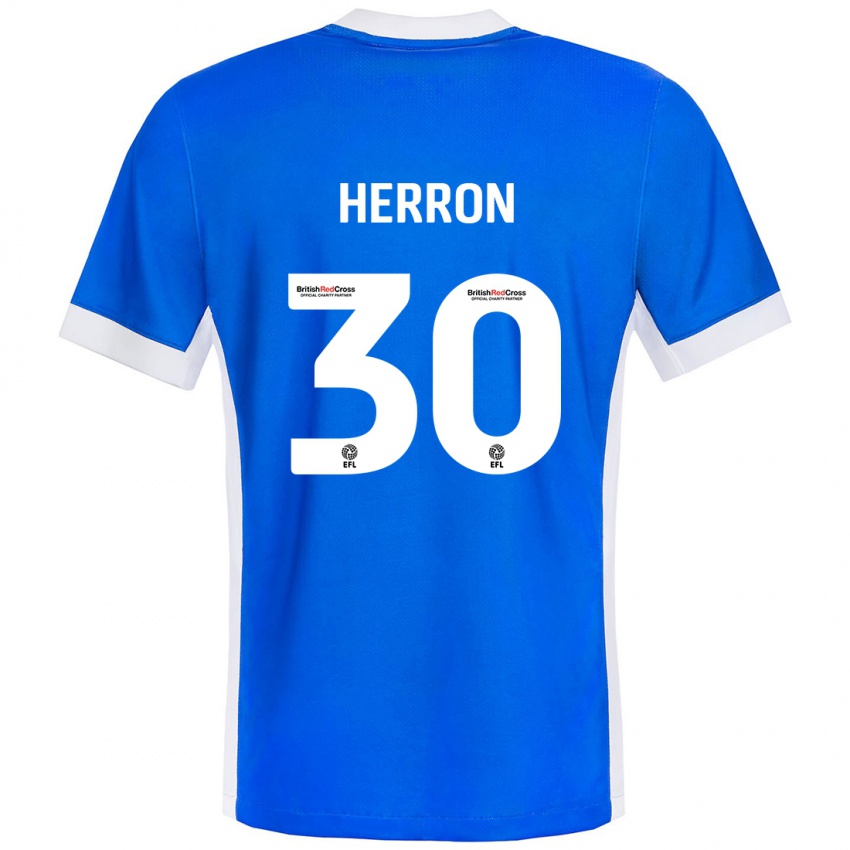 Niño Camiseta Neve Herron #30 Azul Blanco 1ª Equipación 2024/25 La Camisa México