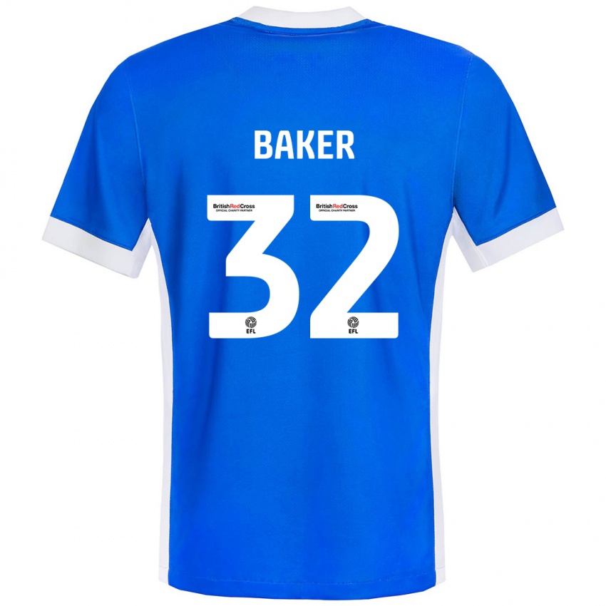 Niño Camiseta Ava Baker #32 Azul Blanco 1ª Equipación 2024/25 La Camisa México