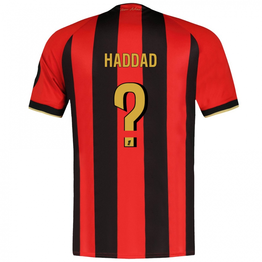 Niño Camiseta Yacine Haddad #0 Rojo Negro 1ª Equipación 2024/25 La Camisa México