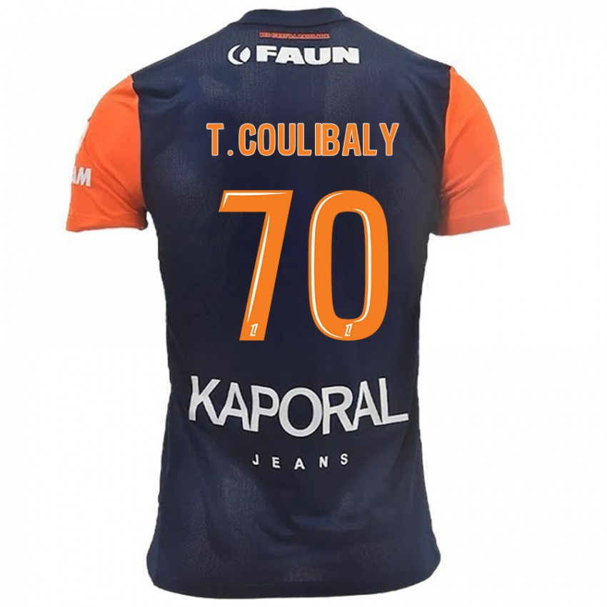 Niño Camiseta Tanguy Coulibaly #70 Azul Marino Naranja 1ª Equipación 2024/25 La Camisa México