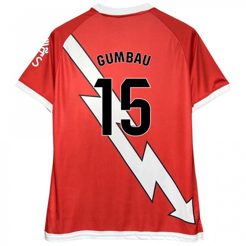 Niño Camiseta Gerard Gumbau #15 Blanco Rojo 1ª Equipación 2024/25 La Camisa México