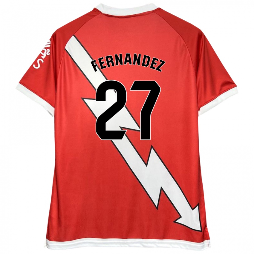 Niño Camiseta Pelayo Fernandez #27 Blanco Rojo 1ª Equipación 2024/25 La Camisa México