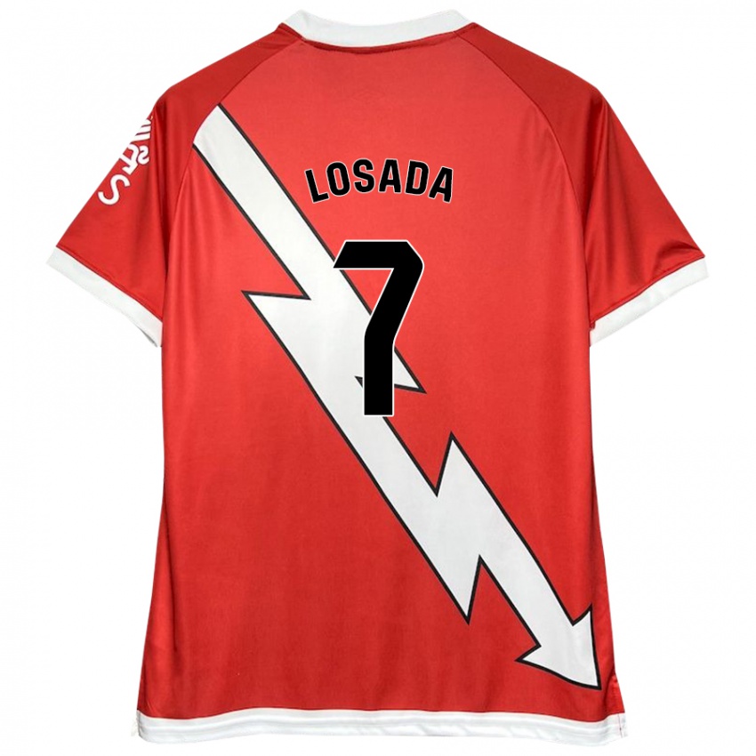 Niño Camiseta Juan Losada #7 Blanco Rojo 1ª Equipación 2024/25 La Camisa México