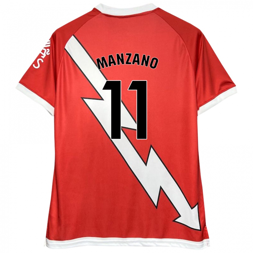 Niño Camiseta Sergio Manzano #11 Blanco Rojo 1ª Equipación 2024/25 La Camisa México