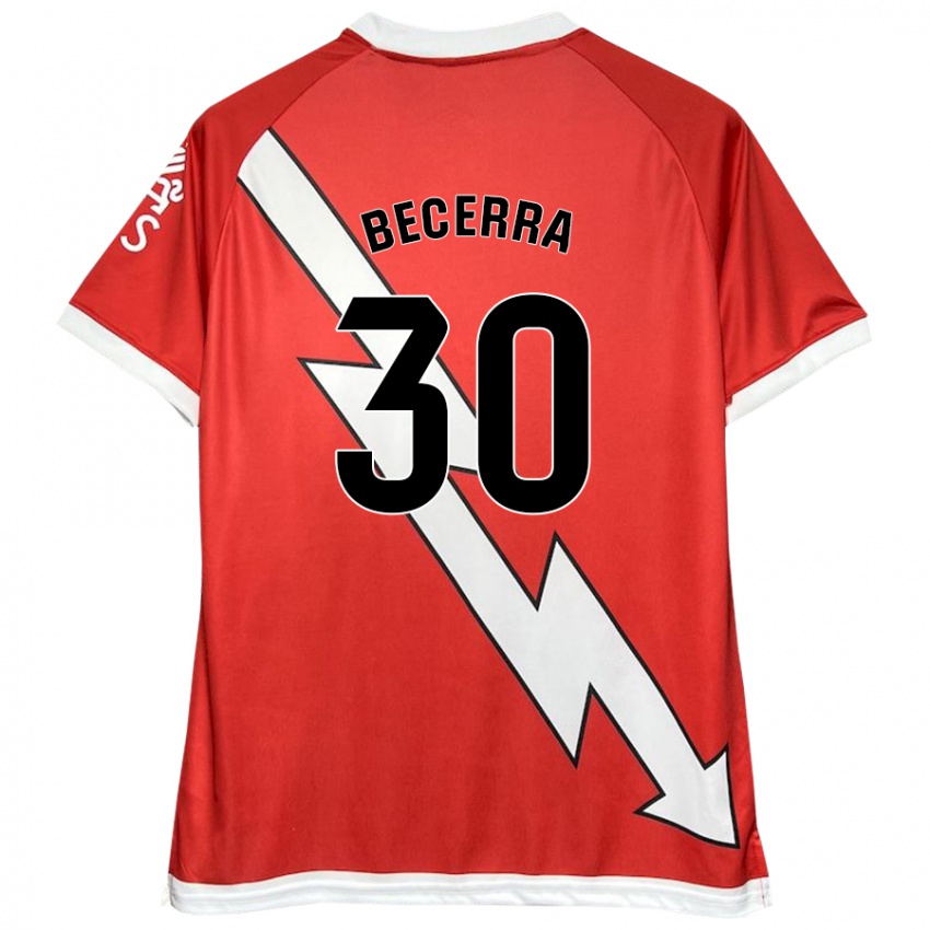 Niño Camiseta Samuel Becerra #30 Blanco Rojo 1ª Equipación 2024/25 La Camisa México