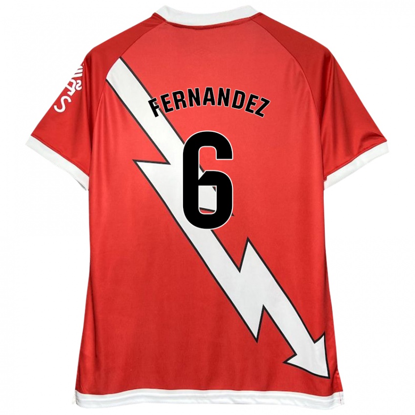 Niño Camiseta Paula Fernández #6 Blanco Rojo 1ª Equipación 2024/25 La Camisa México