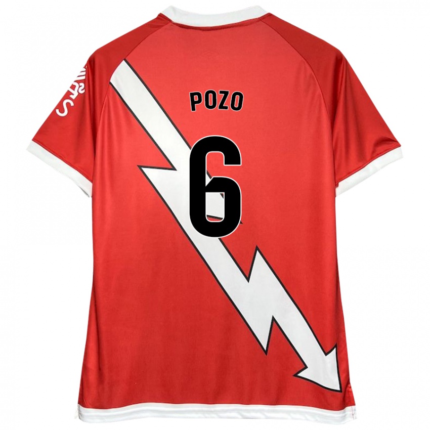 Niño Camiseta José Pozo #6 Blanco Rojo 1ª Equipación 2024/25 La Camisa México