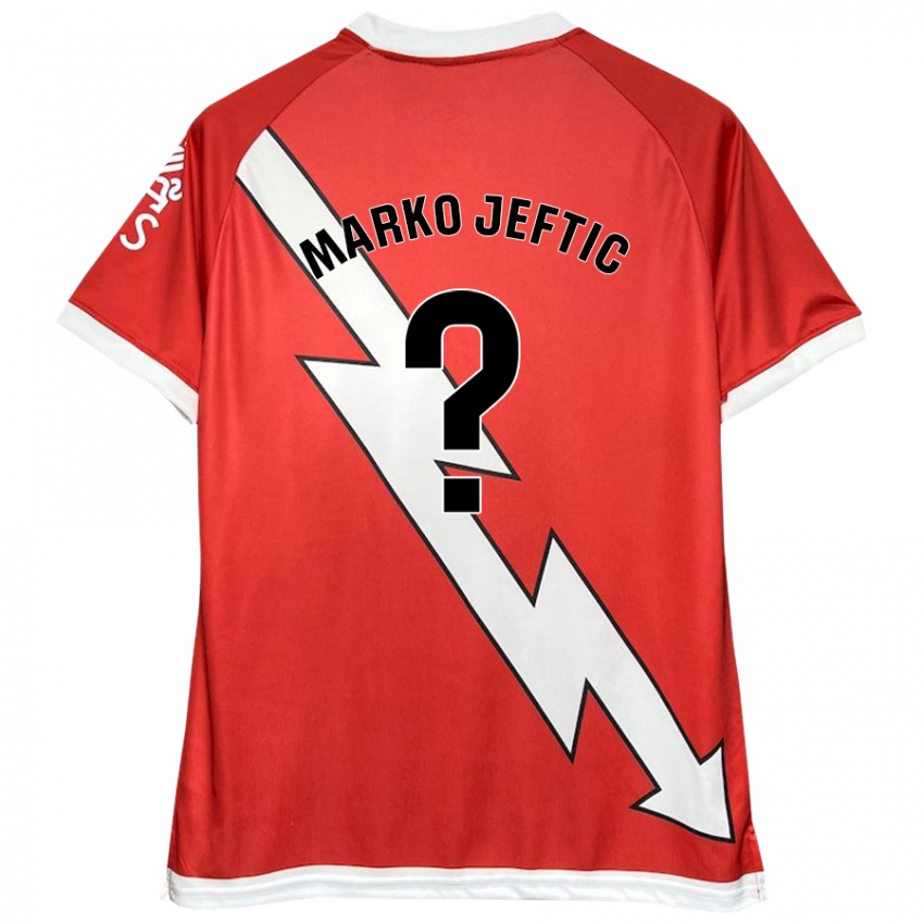 Niño Camiseta Marko Jeftic #0 Blanco Rojo 1ª Equipación 2024/25 La Camisa México