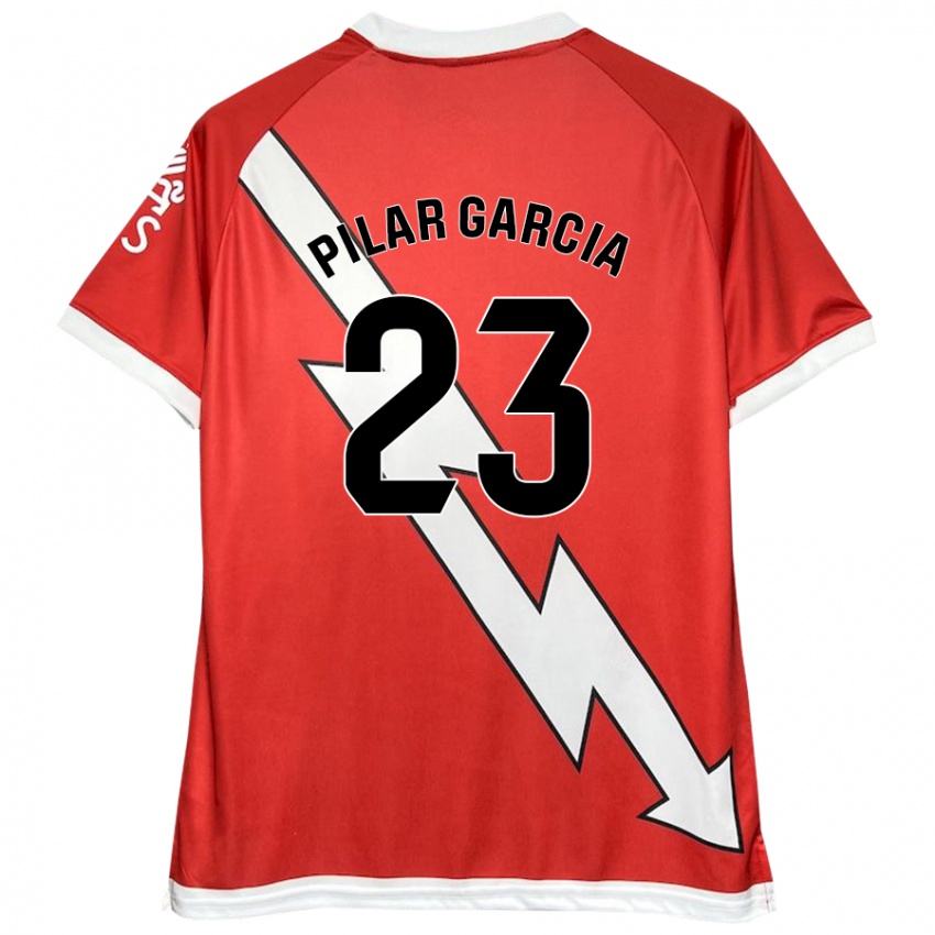 Niño Camiseta María Pilar García Villalba #23 Blanco Rojo 1ª Equipación 2024/25 La Camisa México