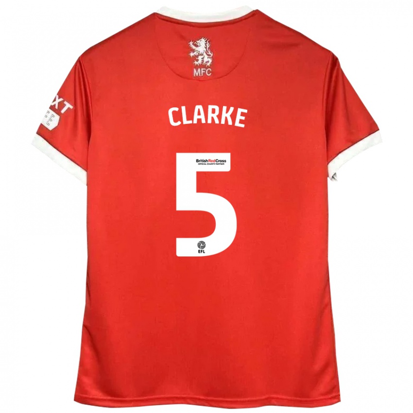 Niño Camiseta Matt Clarke #5 Rojo Blanco 1ª Equipación 2024/25 La Camisa México