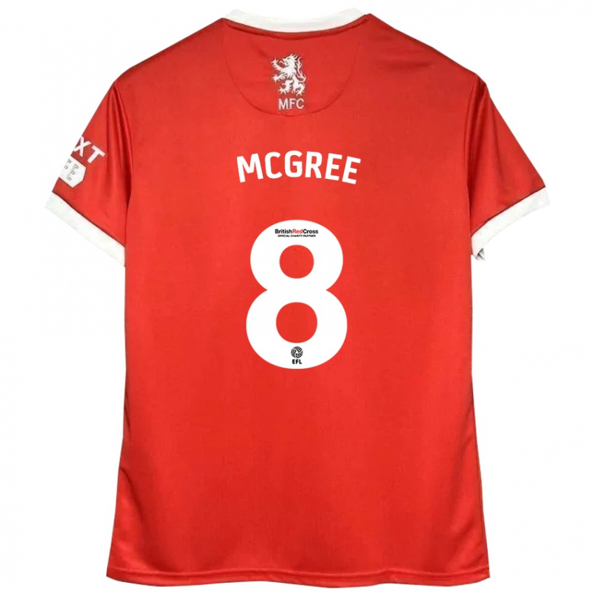 Niño Camiseta Riley Mcgree #8 Rojo Blanco 1ª Equipación 2024/25 La Camisa México