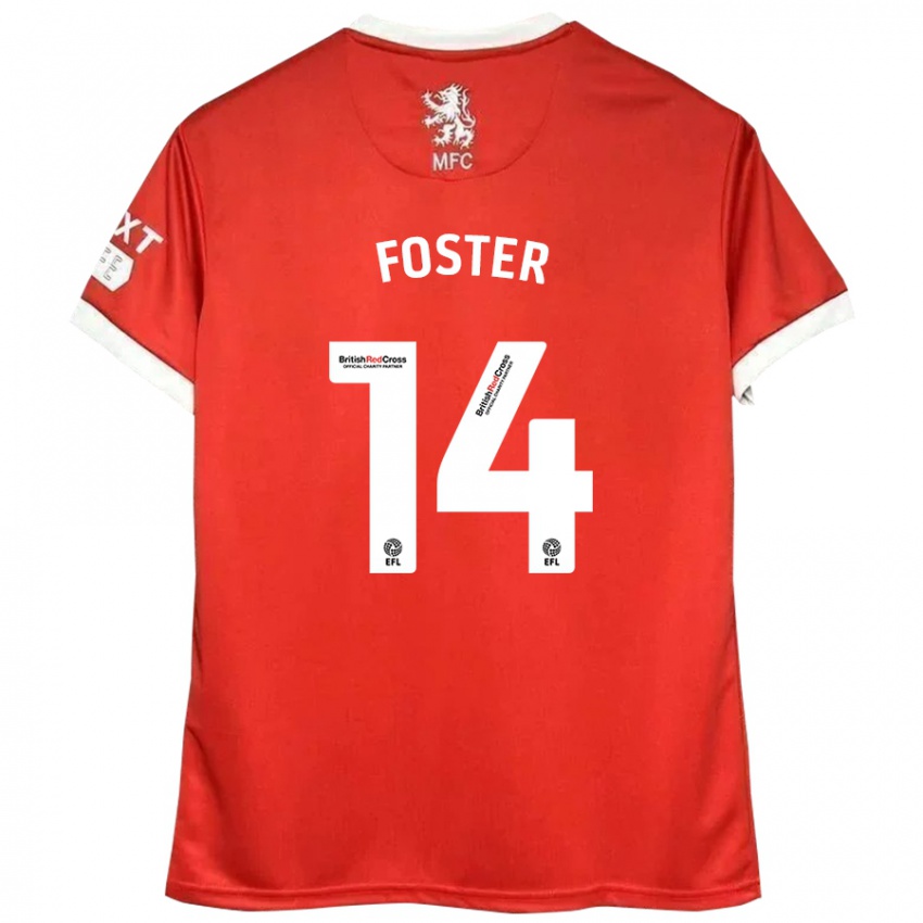 Niño Camiseta Emma Foster #14 Rojo Blanco 1ª Equipación 2024/25 La Camisa México