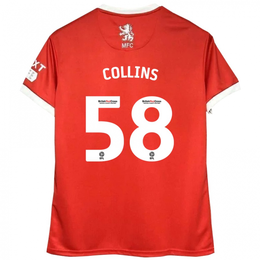 Niño Camiseta Sam Collins #58 Rojo Blanco 1ª Equipación 2024/25 La Camisa México