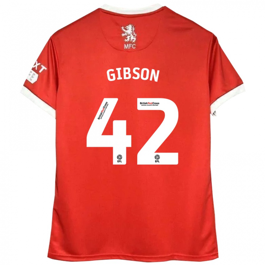 Niño Camiseta Joseph Gibson #42 Rojo Blanco 1ª Equipación 2024/25 La Camisa México